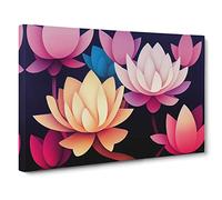 Inspirational Lotus Flowers Canvas Wall Art Print Ready to Hang, Framed Picture for Living Room Bedroom Home Office Décor, 30x20 Inch (76x50 cm)