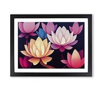Inspirational Lotus Flowers Framed Wall Art Print A2 Black