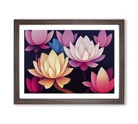 Inspirational Lotus Flowers Framed Wall Art Print A2 Walnut