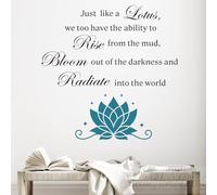 Inspirational Lotus Wall Decal - Just Like a Lotus We Rise Quote Removable Vinyl Stickers for Kids Room, Nursery, Home Decor - Non-Toxic & Easy to Apply