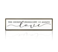 Inspirational Love Signs, Farmhouse Kitchen Decor for Wall Table Shelf, Home Decor Accent, Decorative Wooden Table Sign, The Secret Ingredient is Always Love Sign 17.8x4x1.2 inches 63
