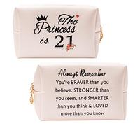 Inspirational Makeup Bag Gift for 21th Birthday Gifts,21th Birthday Gifts Ideas for Girls,The Princess is 21 Inspirational Cute Makeup Gift,Inspirational Quotes Gifts