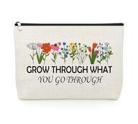 Inspirational Makeup Bag Motivational Cosmetic Bag for Women Teachers Thank You Gifts for Her Graduation Present Teacher Appreciation Gifts Christmas Birthday Present Grow Through What You Go Through