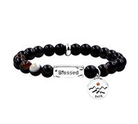 Inspirational Message Prayer Blessed Bracelet for Men or Women, Handmade Natural Stone Beaded Stretch Bracelet - Faith Mountain Mustard Seed Religious Best Wishes Bracelets for Christian Best Friend