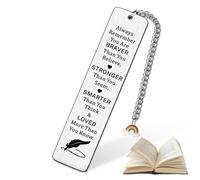 Inspirational Metal Bookmark for Women - Personalized Book Marker Gift - You Are More Brave, Stronger and Smarter Than You Think (Rainbow)