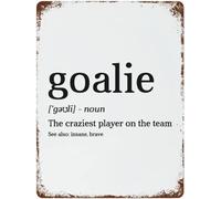 Inspirational Metal Sign Wall Art, Goalie Definition Tin Plaque Rustic Wall Decor Poster For Home Office Workplace, Gifts For Goalkeeper Soccer & Sport Lovers 5.5x8 Inch