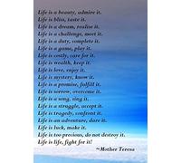 Inspirational Motivational Quote Sign Poster Print Picture(Life by Mother Teresa)