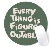 Inspirational Mouse Pad, Everything is Figureoutable Positive Quote Mousepad Mouse Mat with Non-Slip Rubber Base for Home Office Desk Accessories, Green Office Supplies