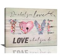 Inspirational Nurse Wall Art Doctor Medical Staff Team Pictures Wall Decor Rustic Love Motivational Quotes Canvas Print Painting Framed Modern Home Office Clinic Artwork Decorations Gift 12"x8"