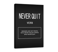 Inspirational Office Decor Wall Art Canvas Never Quit Verb Artwork for Home Motivational Quotes Bedroom Inspirational Posters Wall Art for Living Room Gym Wood Framed Ready to Hang<12 x 18 inch>