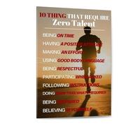 Inspirational Office Wall Art - 10 Things That Require Zero Talent Motivational Poster with Positive Quotes for Corporate Office, Bedroom and Study Room(Framed,08x12inch(20x30cm))