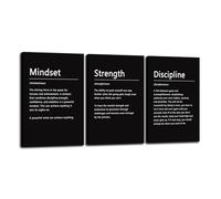 Inspirational Office Wall Decor Picture Motivational Canvas Wall Art Prints Strength Discipline Mindset Noun Posters Painting Modern Artwork Home Classroom Wall Framed Ready to Hang(16"x24"x3pcs)