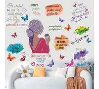 Inspirational Peel and Stick Vinyl Wall Decals - Multicolor Paint Splatter Splotches Stickers for Walls - Motivational Saying Positive Quotes