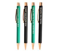 Inspirational Pen Set - Pack Of 4 Black Ink Pens, Elegant Metal Design, Easy Glide Writing, Lightweight Durable Clip | Religious Gift Pens For Teachers, Pastors, Business, Students, Church