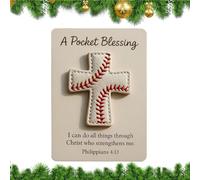 Inspirational Pocket Card, Blessing Baseball Gift Token, Portable Creative Decor with Motivational Message, Thoughtful Souvenir for Holiday and Everyday Use, Ideal for New Year, Celebration