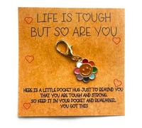 Inspirational Pocket Charm, Rainbow Flower Smiley Zipper Pull/key ring