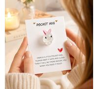 Inspirational Pocket Hug Cards with Glow in the Dark Mini Bunny, Pocket Hug Resin Bunny Desktop Token for Friends