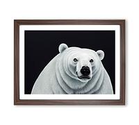 Inspirational Polar Bear BLK Framed Print | A4 Walnut Framed Wall Art | Ready to Hang | Modern Animal Picture | Living Room Bedroom Lounge Office