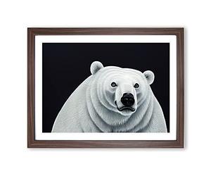 Inspirational Polar Bear BLK Framed Print | A4 Walnut Framed Wall Art | Ready to Hang | Modern Animal Picture | Living Room Bedroom Lounge Office
