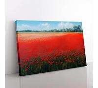 Inspirational Poppy Field Flowers Canvas Wall Art Print Ready to Hang, Framed Picture for Living Room Bedroom Home Office Décor, 60x40 cm (24x16 Inch)