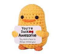 Inspirational Positive Crochet Duck, Handmade Knitting Emotional Duck for Cheer Up Support Birthday Christmas, You're Duck Awesome
