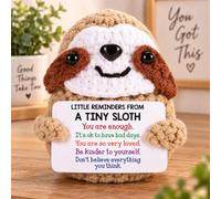 Inspirational Positive Easter Sloth - Handmade Little Reminders Emotional Uplifting Support Mental Health Knitted Sloth Easter Basket Essentials Stuffers for Women Men Birthday Graduation