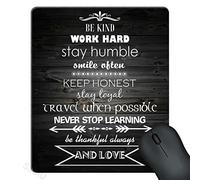 Inspirational Positive Quote Vintage Black Old Wood Mouse Pad, Be Kind Work Hard Stay Humble Smile Ofen Quotes Large Mouse Pads