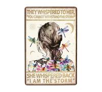 Inspirational Positive Quotes Wall Decor She Whispered Back I Am The Storm Hippie Boho Art Metal Tin Signs Motivational Poster Gifts for Women Bedroom Living Room Home Office 8x12 Inch