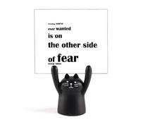Inspirational Quote About Fear by George Addair Memo Holder Cartoon Black Cat Stand Decoration