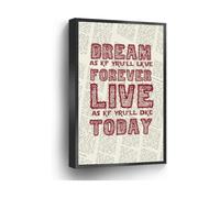 Inspirational Quote Canvas Art Dream As If Youll Live Forever Live As If Youll Die Today Dictionary Page Sign(Unframed,08x12inch(20x30cm))