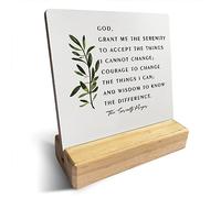Inspirational Quote Country the Serenity Prayer Wooden Plaque Sign Desk Decor Rustic Christian Desk Sign Decor for Home Office 4 x 4 Inches
