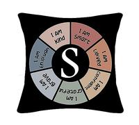 Inspirational Quote I Am Kind Smart Brave Confident Grateful Loved Enough Cushion Covers Inspirational Gift with 26 Initial Letters Kids Boys Girls Teens Gift Birthday Graduation (S)