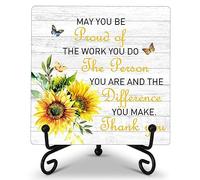 Inspirational Quote Office Desk Decor, May You Be Proud of the Work You Do, Wooden Plaque Sign With Iron Stand, Retirement Going Away Gifts for Coworkers, Appreciation Gifts for Team And Employees -10