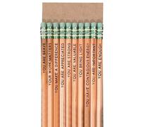 Inspirational Quote Pencils - 7.48 Inch Wooden HB Writing Pens, 10 Pack Encouragement School Pens, Stationery with Positive Messages and Printed Sayings | Classroom Accessories for S