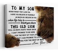 Inspirational Quote To My Son Never Forget That I Love You Lion Baby And Mom Wall Art Canvas Farmhouse Son Theme 14x11 Inch Prints Decor For Home Boys Room College Dorm Office,Son Gifts From Dad