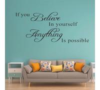 Inspirational Quote Wall Decals If You Believe in Yourself Anything is Possible, Removable Positive Saying Wall Lettering Vinyl Sticker Motivational Wall Art Home Decoration