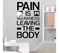 Inspirational Quote Wall Sticker - Pain is Weakness Leaving The Body Motivational PVC Decal for Home, Office, Gym Decor - Self-Adhesive Wall Art for Motivation and Strength
