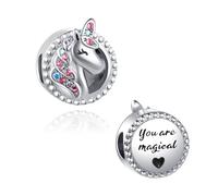 Inspirational Quote You Are Magical Colorful Unicorn Bead Charm Compatible with Pandora Charms Bracelets