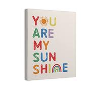 Inspirational Quote You Are My Sunshine Framed Canvas Wall Art Decor 11×14 inch,Colorful Rainbow Sunshine Art Print Painting Artwork Home Wall Decoration For Girls Room Kids Room Nursery Classroom