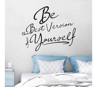 Inspirational Quotes Bedroom Wall Stickers: Women Beautiful Home Positive Vinyl Art Wall Decals - Living Room Bathroom Kitchen Family Wall Decor - Be The Best Version of Yourself 18" X 15"
