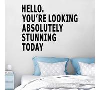 Inspirational Quotes Bedroom Wall Stickers: Women Beautiful Home Positive Vinyl Art Wall Decals - Living Room Bathroom Kitchen Family Wall Decor - Hello You Look Great Today 18" X 15"