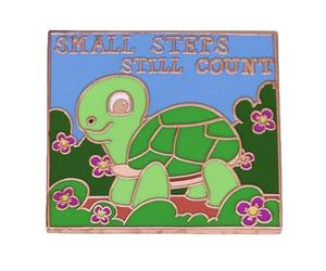 Inspirational Quotes Brooch Small Steps Still Count Encouragement Quotes Brooch Badge Turtle Shape Hard Enamel Pin Fun Inspirational Stories Memorial Metal Badge Campus Event Favours