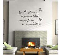 Inspirational Quotes Butterflies Decor Wall Sticker Decals, Accept What is Let Go of What was Motivation Vinyl Wallpaper Mural for Classroom College Home
