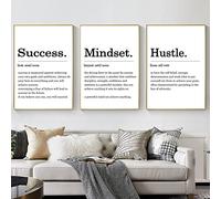 Inspirational Quotes Canvas Wall Art Black and White Quote Posters Hustle Success Mindset Definition Wall Art Positive Prints Motivational Office Pictures for Living Room Decor 16x24inchx3 (No Frame)