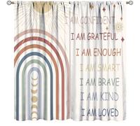 Inspirational Quotes Curtains for Kids,Boho Colorful Rainbow Abstract Sun Moon Home Decor Drapes for Bedroom Living Room Nursery Window Treatment 2 Panels Set Total Size 63" W X 63" L Inch