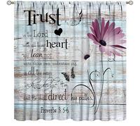 Inspirational Quotes Curtains,Rustic Wood Plank Daisy Flower Butterfly Art Modern Drapes for Bedroom Living Room Window Treatment 2 Panels Set Total Size 42" W X 45" L Inch