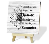 Inspirational Quotes Desk Decor Gifts for Women, Sometime You Forget You're Awesome So This Is Your Reminder Plaque With Wooden Stand Desk Decorations for Home Living Room Bedroom Shelf Tabletop(30)