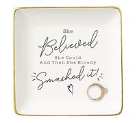 Inspirational Quotes Gift-Congratulation Gift-Affirmation Gift-Reminder Gift-Positive Motivational Gift,Encouragement Gift,She Believed She Could-Christmas Gift-Jewelry Tray Trinket Holder Ring Dish