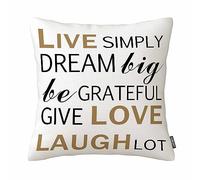 Inspirational Quotes Live Simply Laugh Lot Vintage Cotton Linen Cushion Cover Throw Pillow Case 18 X 18 Inch