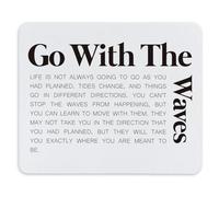 Inspirational Quotes Mouse Pad 11.8" x 9.8", Motivational Non-Slip Rubber Mat Mousepad for Office Dorm Desk Decor, Go with The Waves Office Supplies Gifts for Computer Laptop Women Men